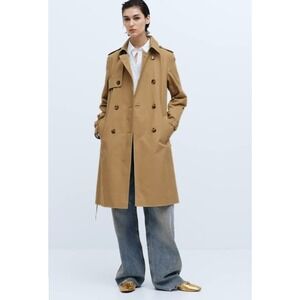 MNG Mango Double Breasted Trench Coat Belted Classic Outerwear Women Size M